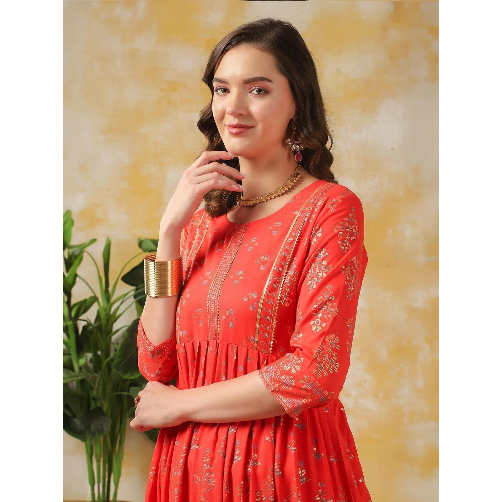Rangita Coral Rayon Calf Length Embellished Anarkali Kurti For Women | Kurta For Women_S