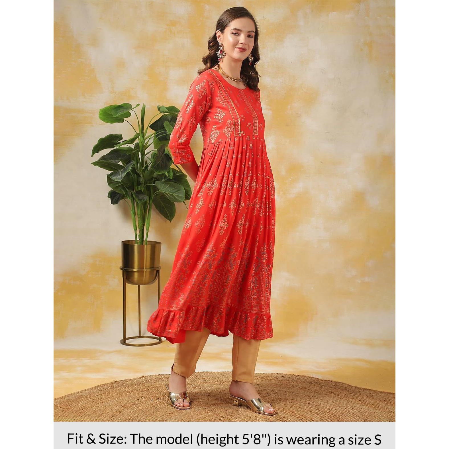 Rangita Coral Rayon Calf Length Embellished Anarkali Kurti For Women | Kurta For Women_S