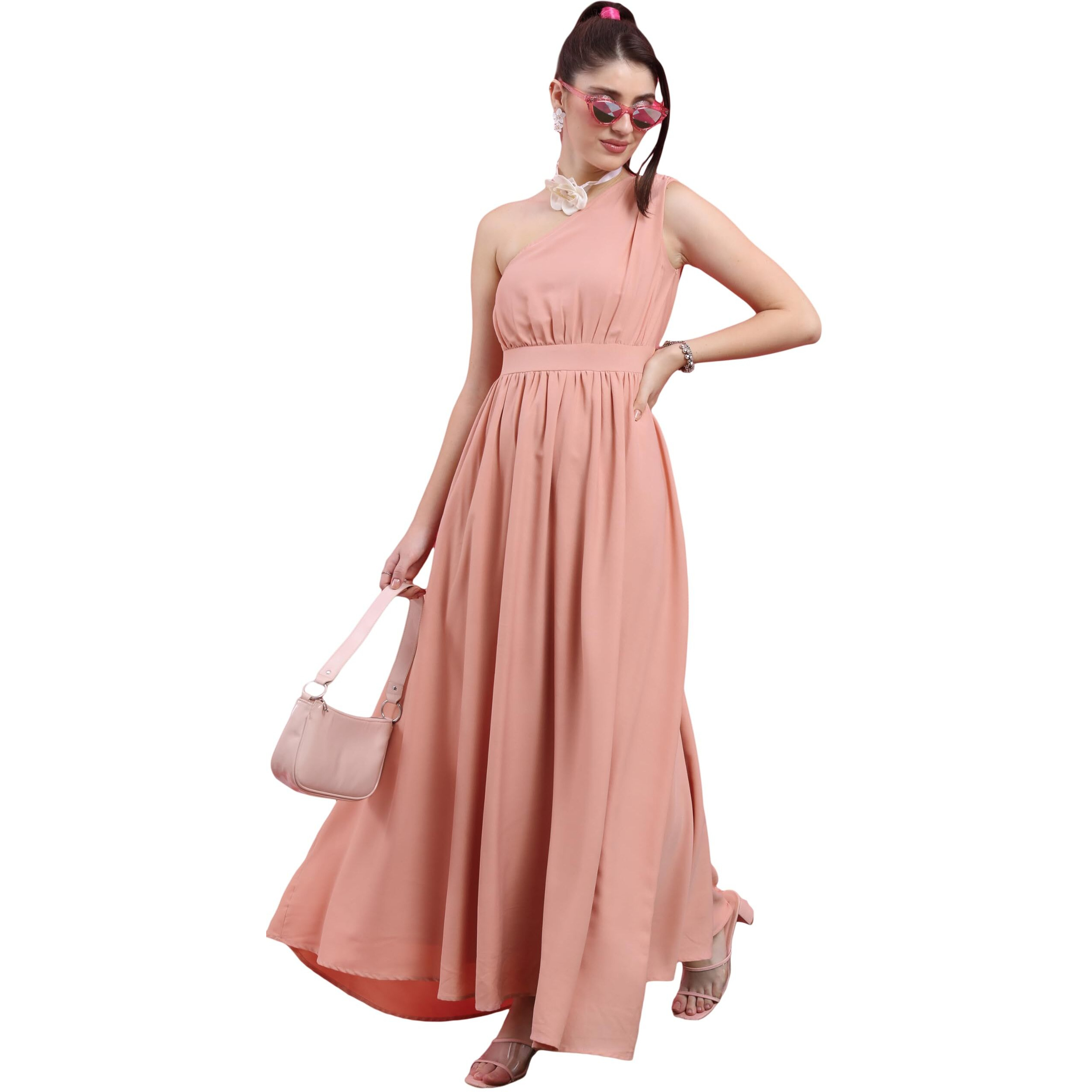 Ketch Women's Polyester Maxi Dress (Khj6000448_Pink