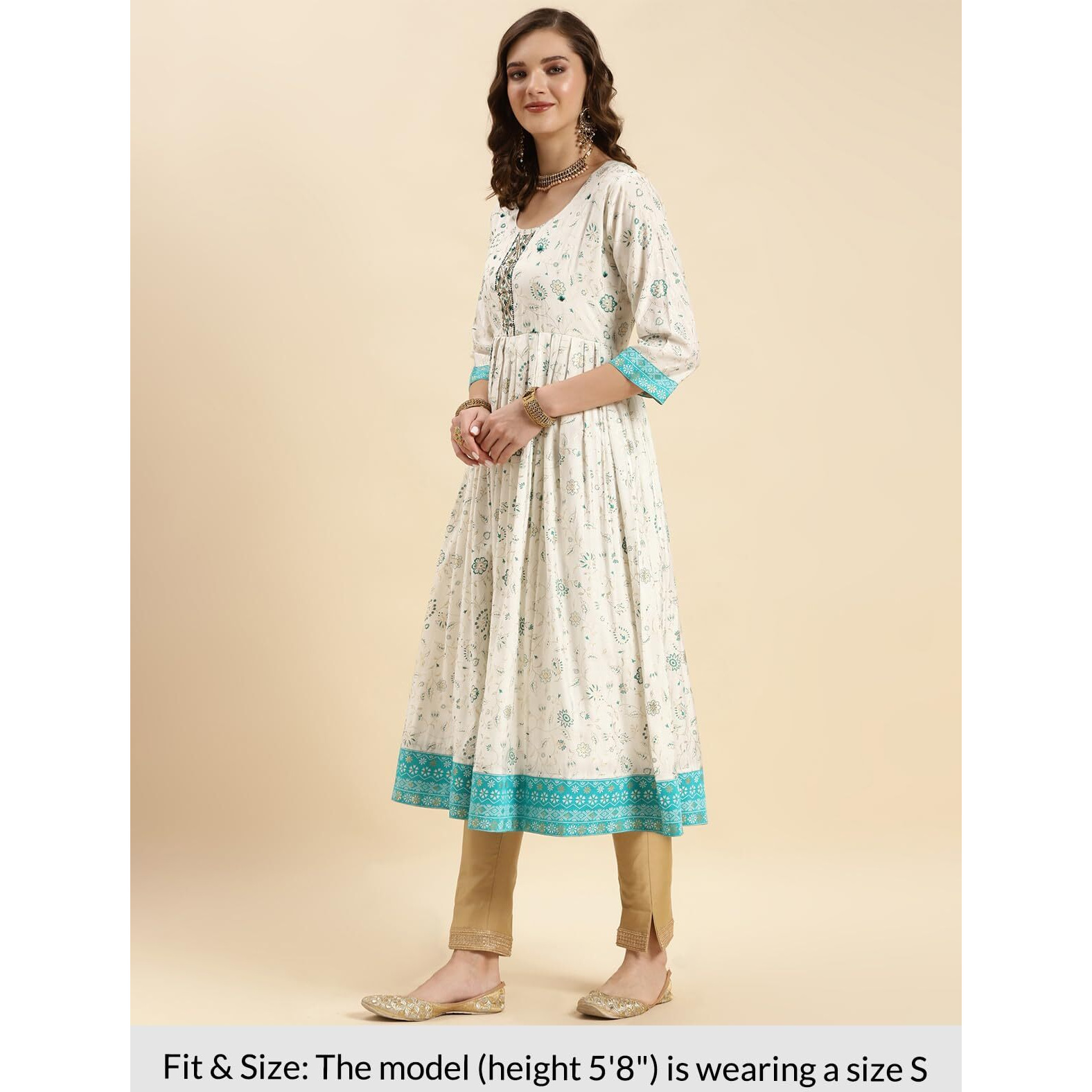 Rangita Off White Silk Calf Length Embroidered Anarkali Kurti For Women | Kurta For Women_Xl