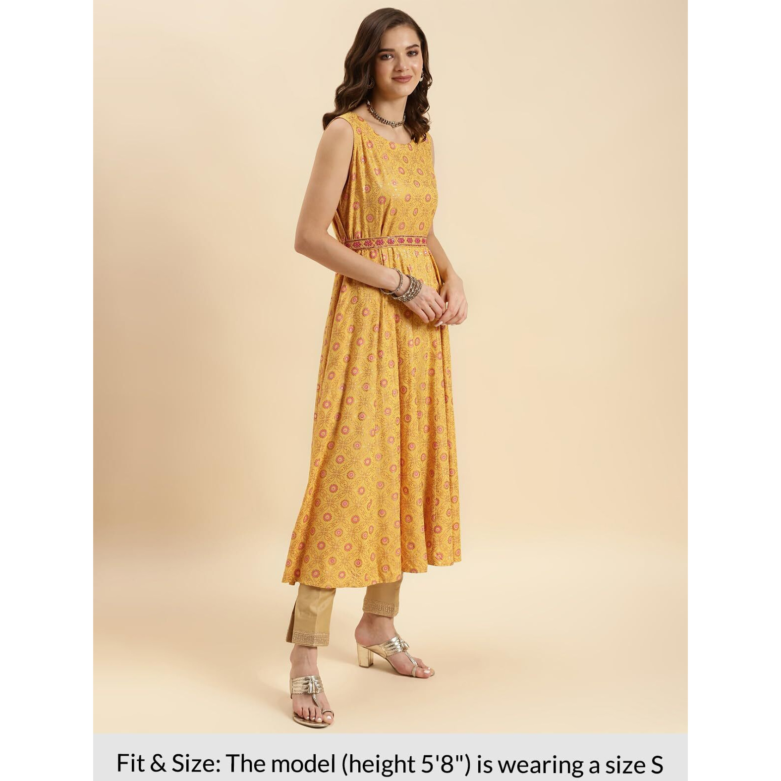 Rangita Mustard Rayon Calf Length Printed Flared Kurti For Women | Kurta For Women_Xl