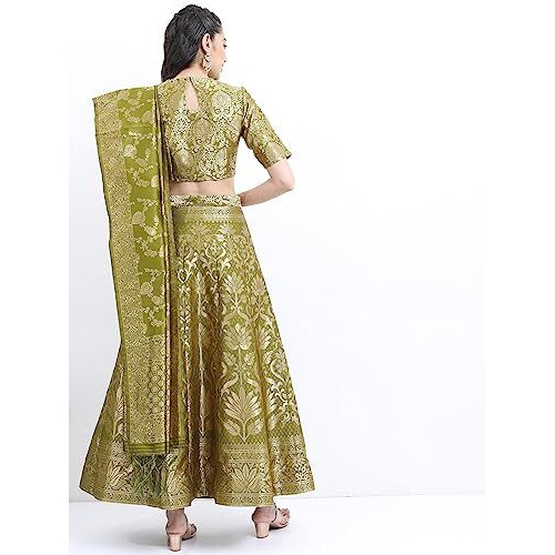 Ketch Women's Readymade Polyester Ethnic Lehenga And Choli Set (Khk3000924_Green