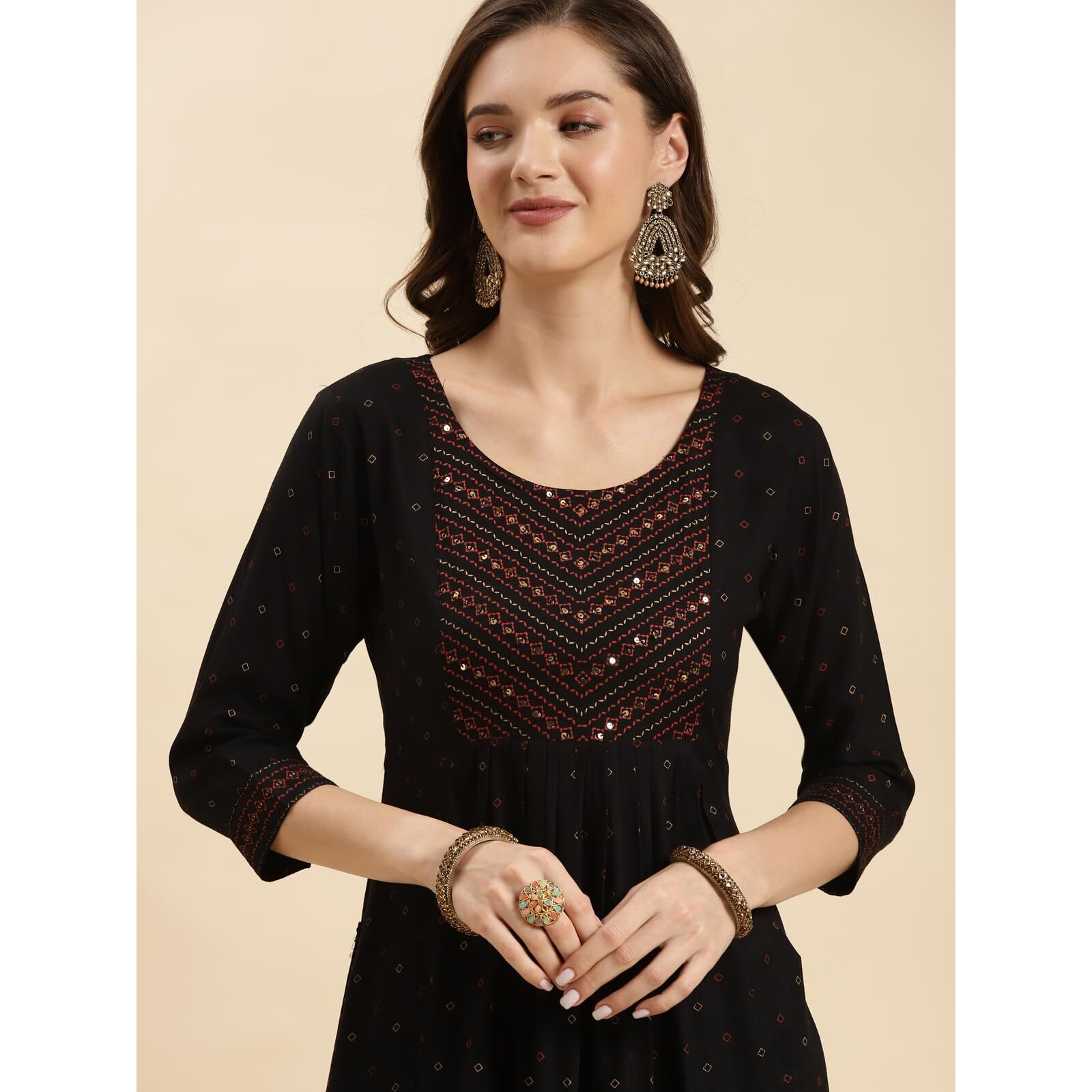 Rangita Black Rayon Calf Length Embroidered A-Line Kurti For Women | Kurta For Women_2Xl