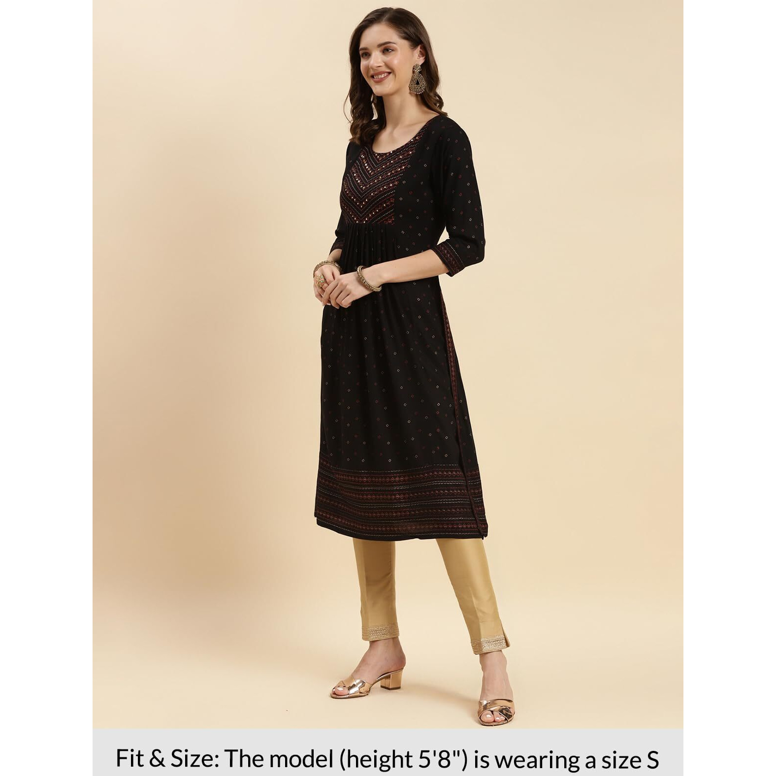 Rangita Black Rayon Calf Length Embroidered A-Line Kurti For Women | Kurta For Women_2Xl