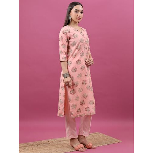 Ketch Women's Cotton Blend Regular Dress Shirt (Khk3000973_Peach