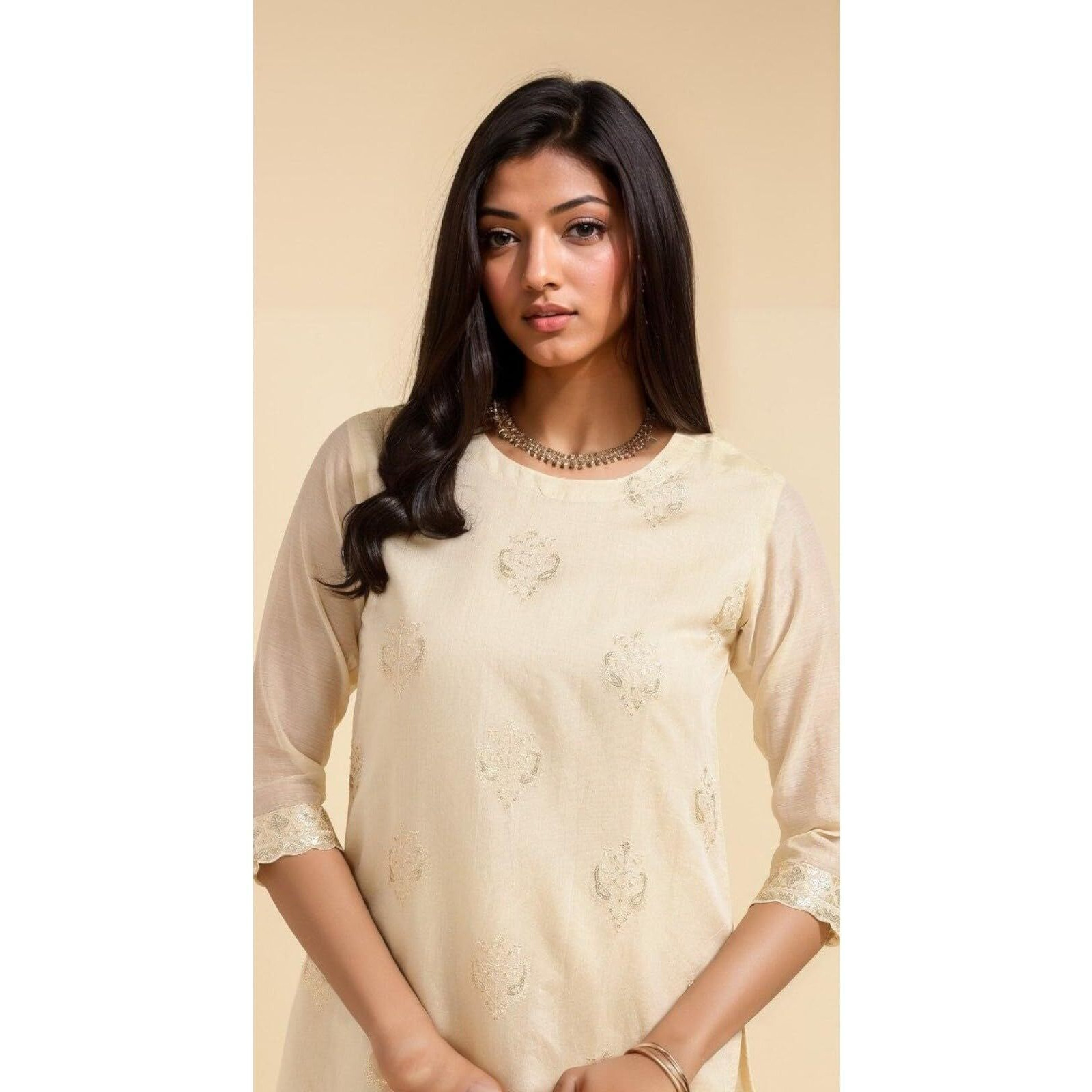 Rangita Off White Chanderi Embroidered Straight Kurta With Pant | Kurta Set For Women_2Xl