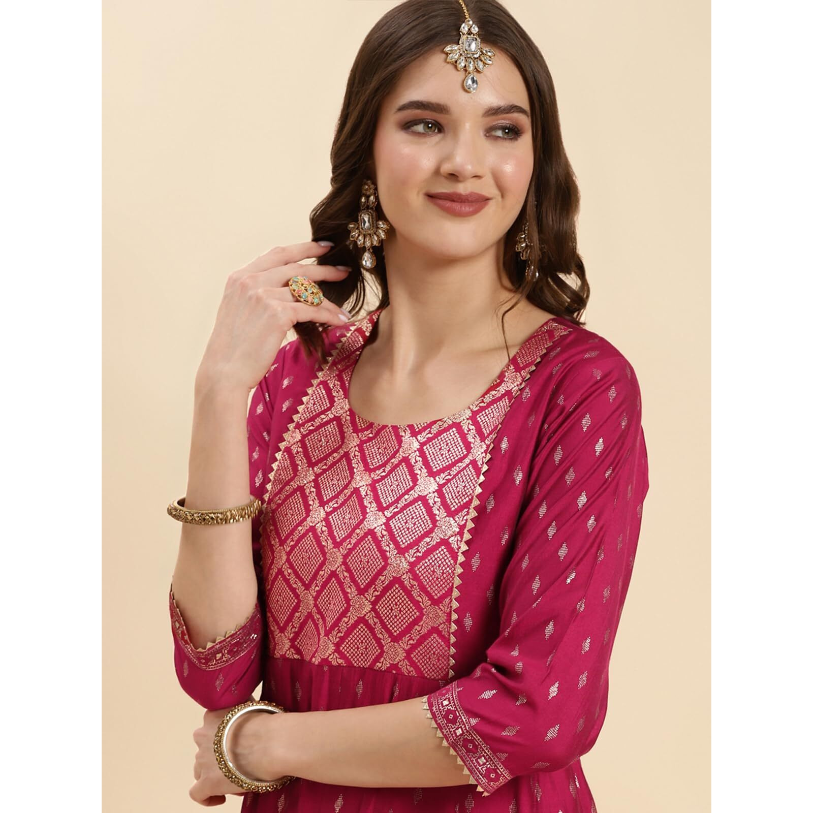Rangita Red Silk Printed Anarkali Kurta With Pant | Kurta Set For Women_Xl