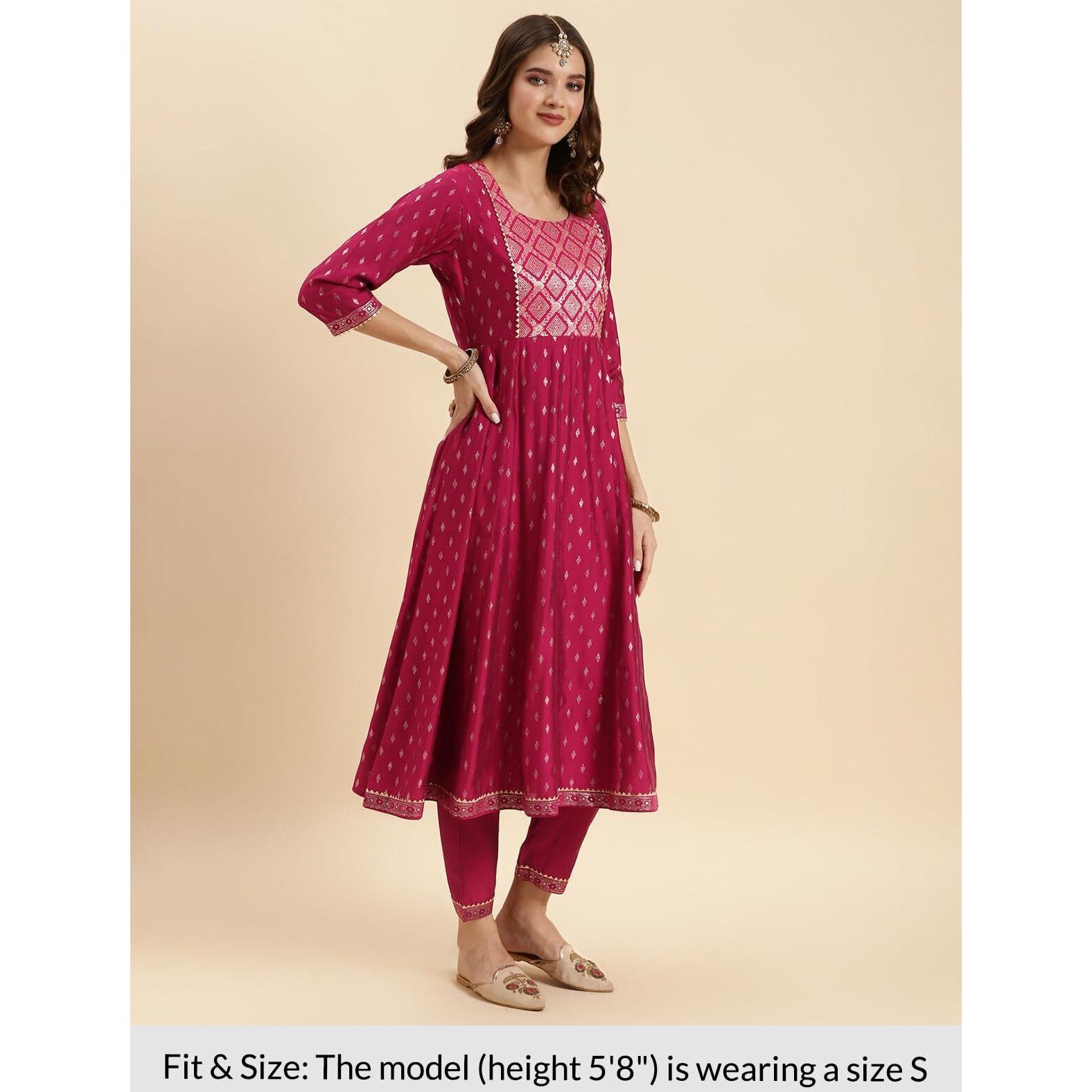 Rangita Red Silk Printed Anarkali Kurta With Pant | Kurta Set For Women_Xl
