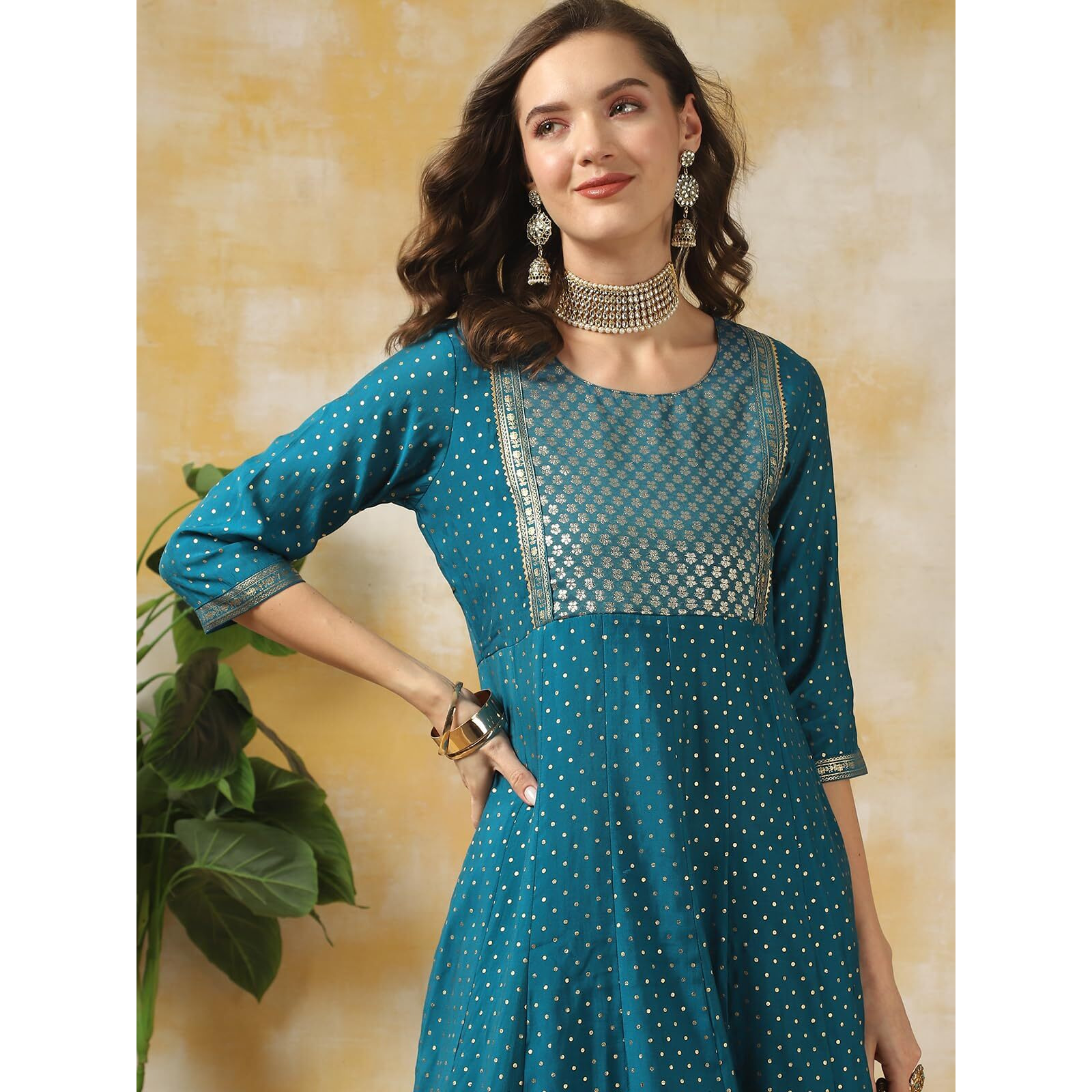 Rangita Blue Silk Printed Anarkali Kurta With Pant | Kurta Set For Women_L