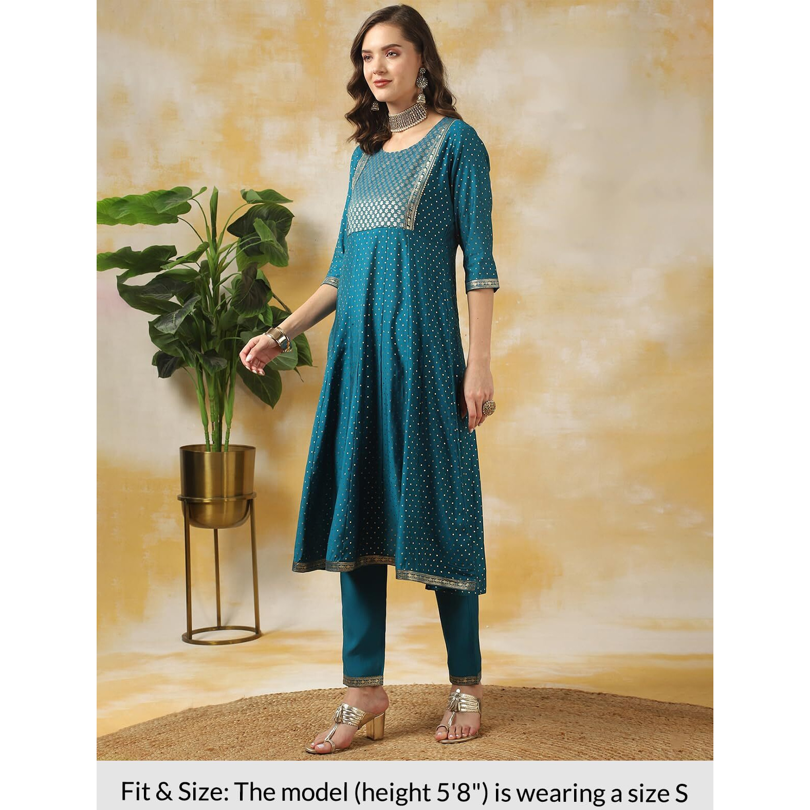 Rangita Blue Silk Printed Anarkali Kurta With Pant | Kurta Set For Women_L