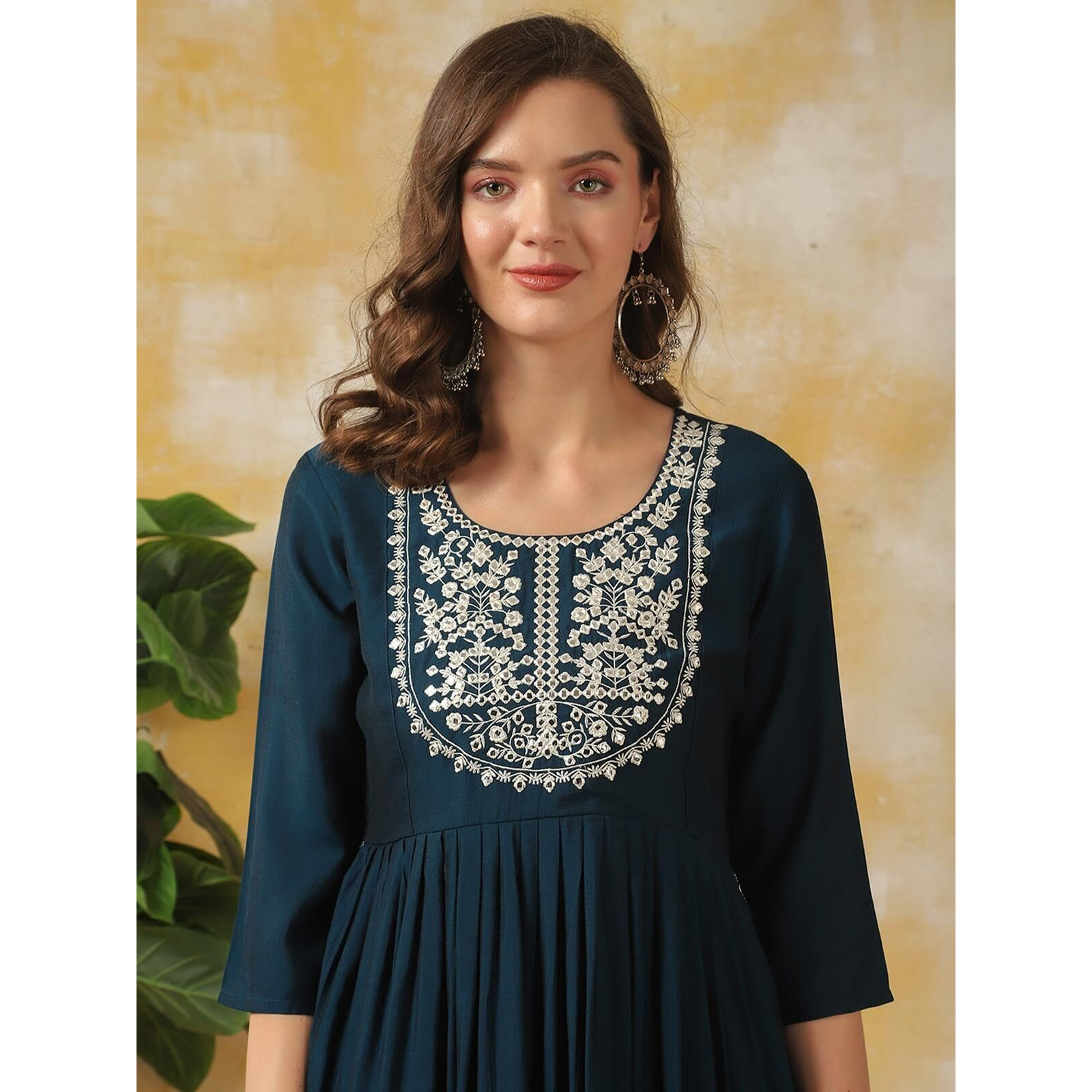 Rangita Teal Silk Embroidered Nayra Kurta With Pant | Kurta Set For Women_M
