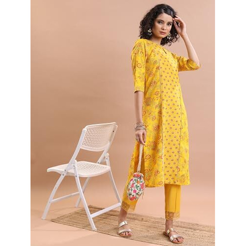 Ketch Women's Cotton Blend Regular Dress Shirt (Khku000349_Yellow