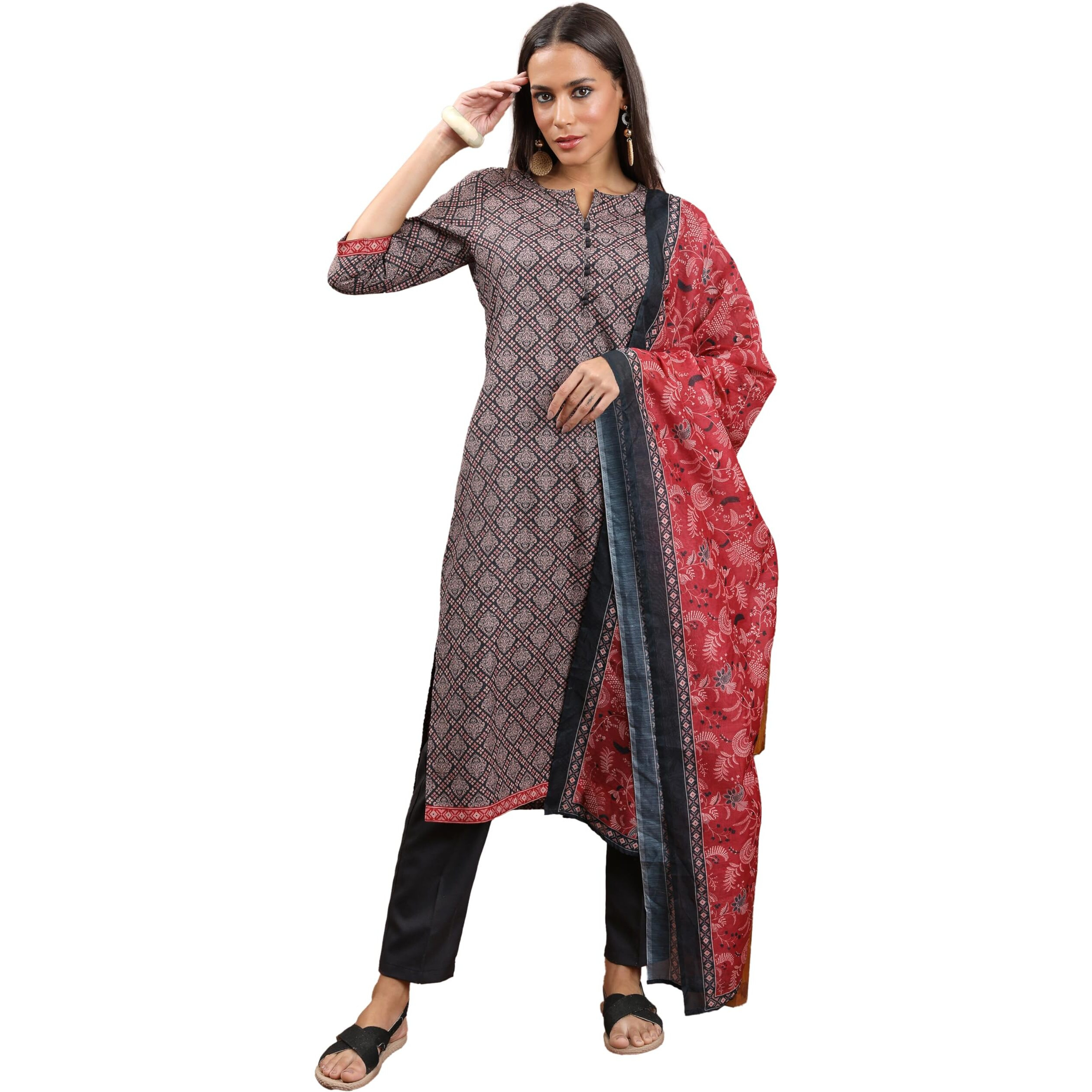 Ketch Women's Polyester Kurta Set (Khk3001050_Yellow