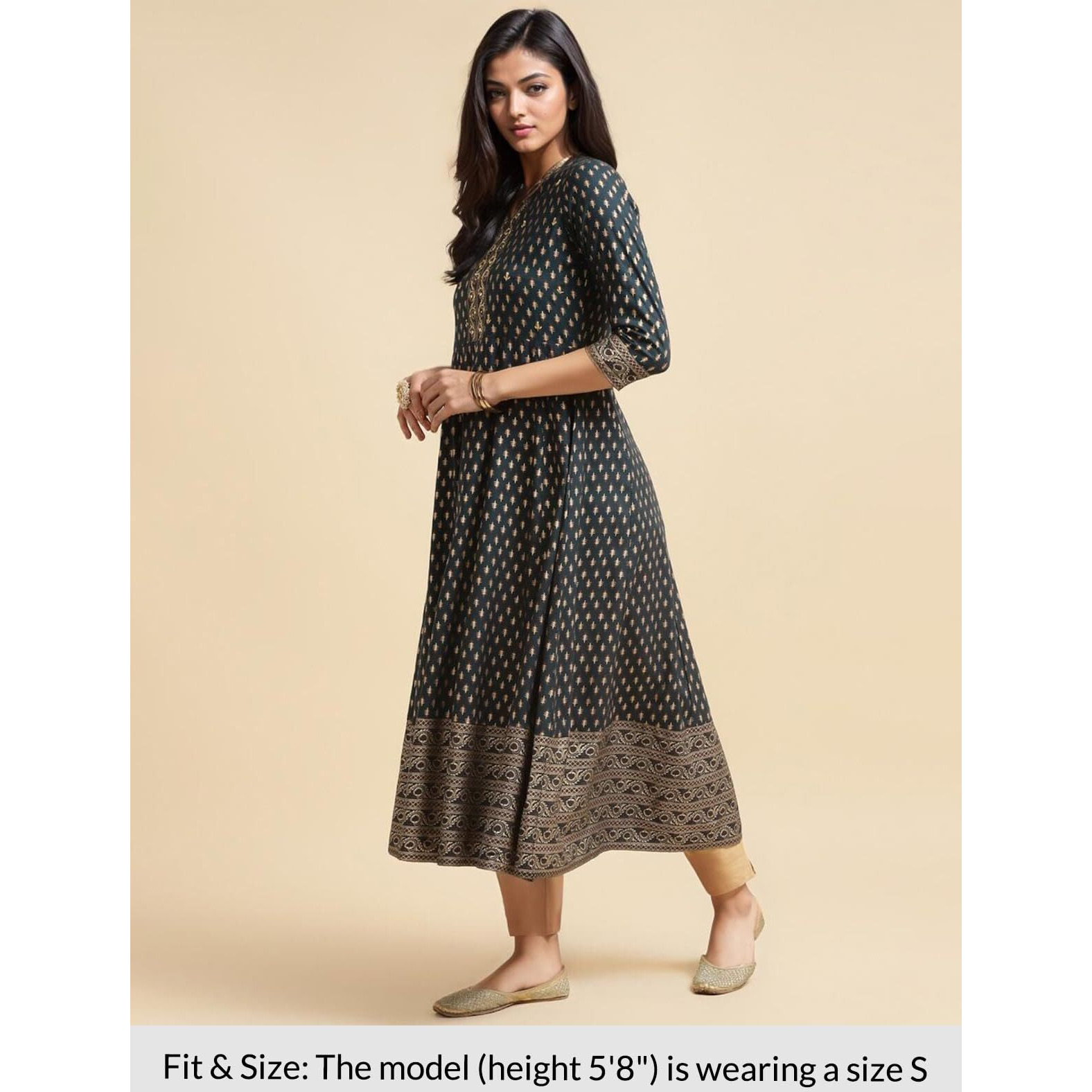 Rangita Teal Rayon Calf Length Embroidered Anarkali Kurti For Women | Kurta For Women_L