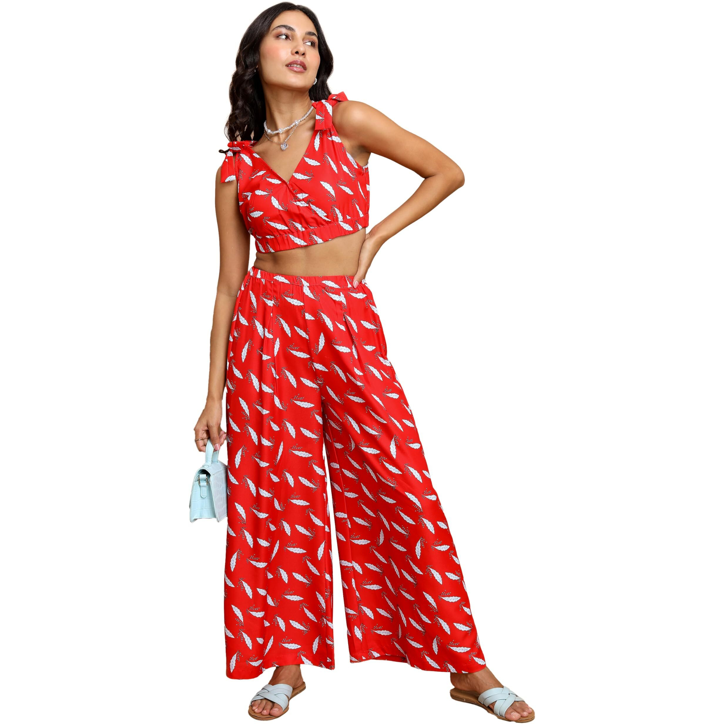 Ketch Women's Polyester Mini Co-Ord Set (Khce000099_Red