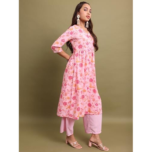 Ketch Women's Polyester Kurta Set (Khk3001074_Red