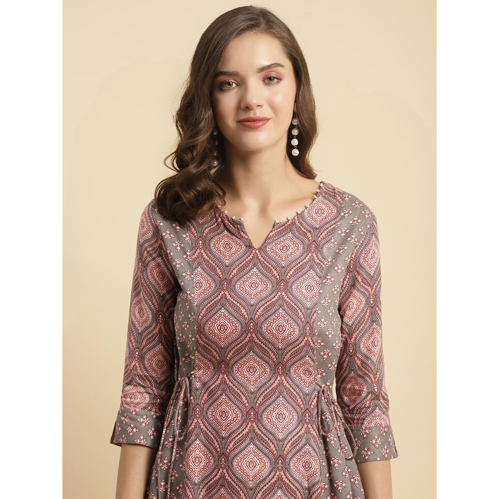 Rangita Rust Rayon Calf Length Printed Flared Kurti For Women | Kurta For Women_3Xl