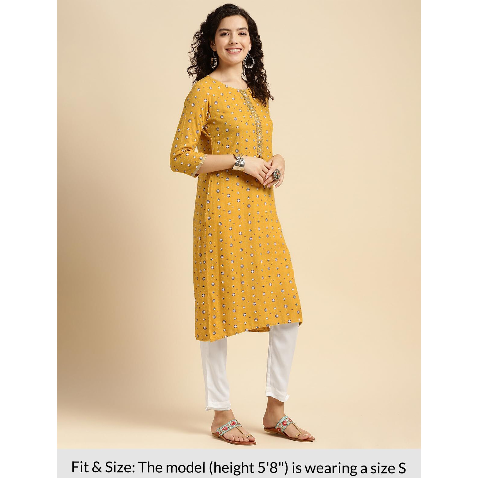 Rangita Yellow Rayon Printed Straight Kurta With Pant | Kurta Set For Women_S