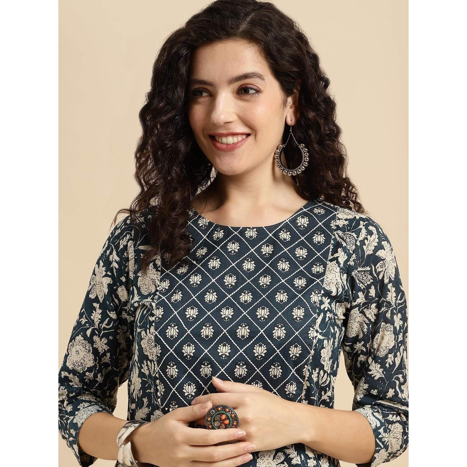 Rangita Blue Cotton Printed Straight Kurta With Pant | Kurta Set For Women_3Xl