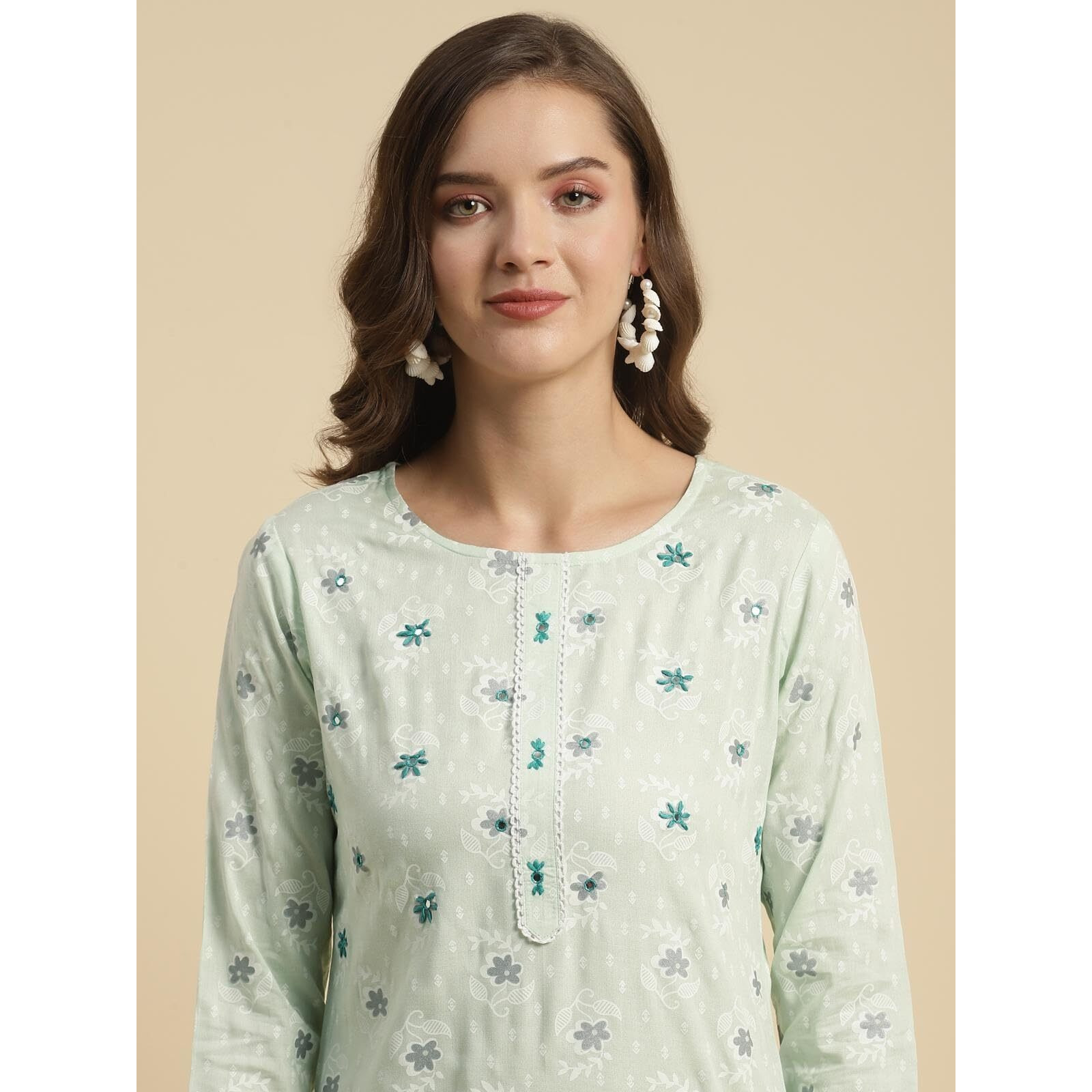 Rangita Green Rayon Embroidered Straight Kurta With Pant | Kurta Set For Women_L