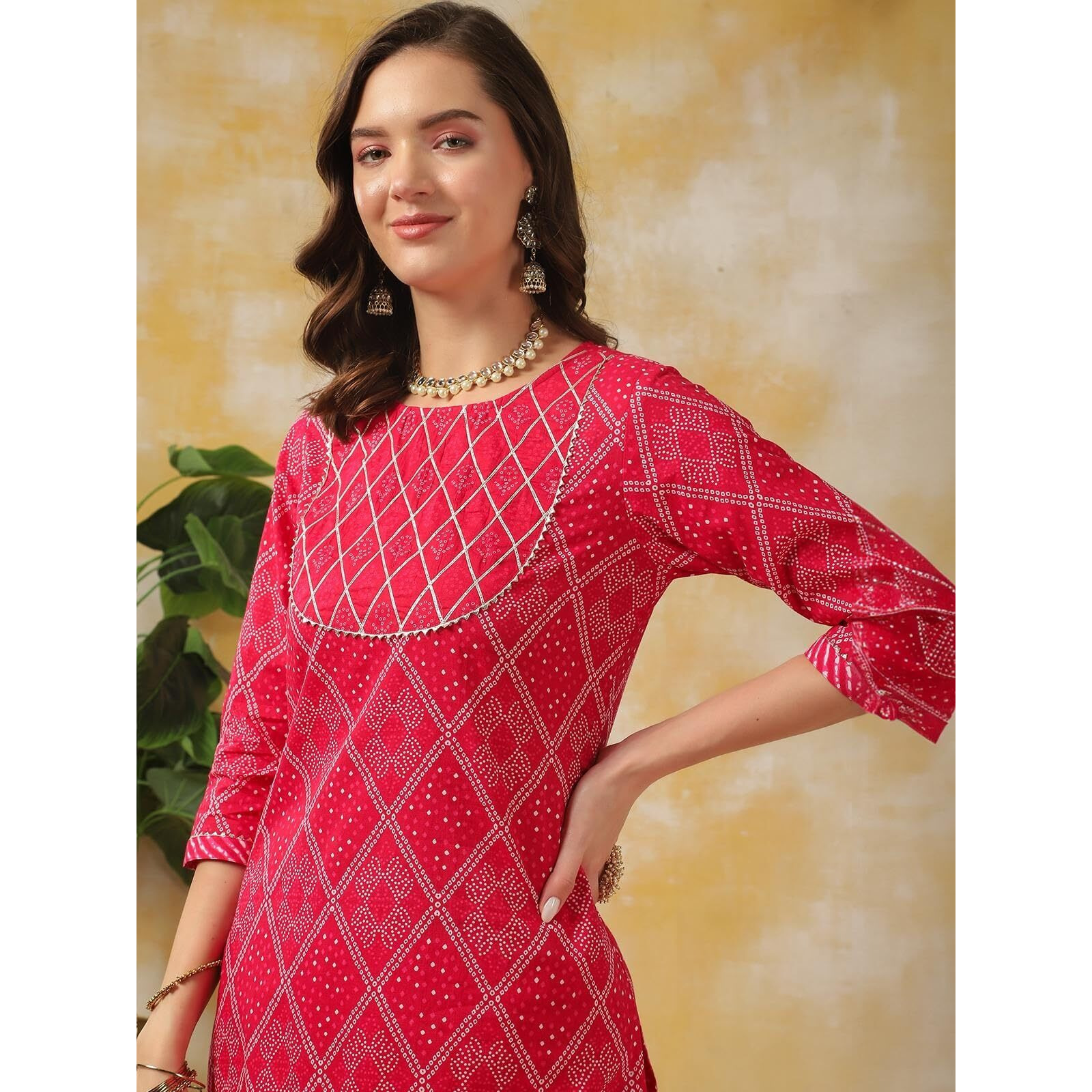 Rangita Pink Cotton Printed Straight Kurta With Pant And Dupatta | Kurta Set For Women_M