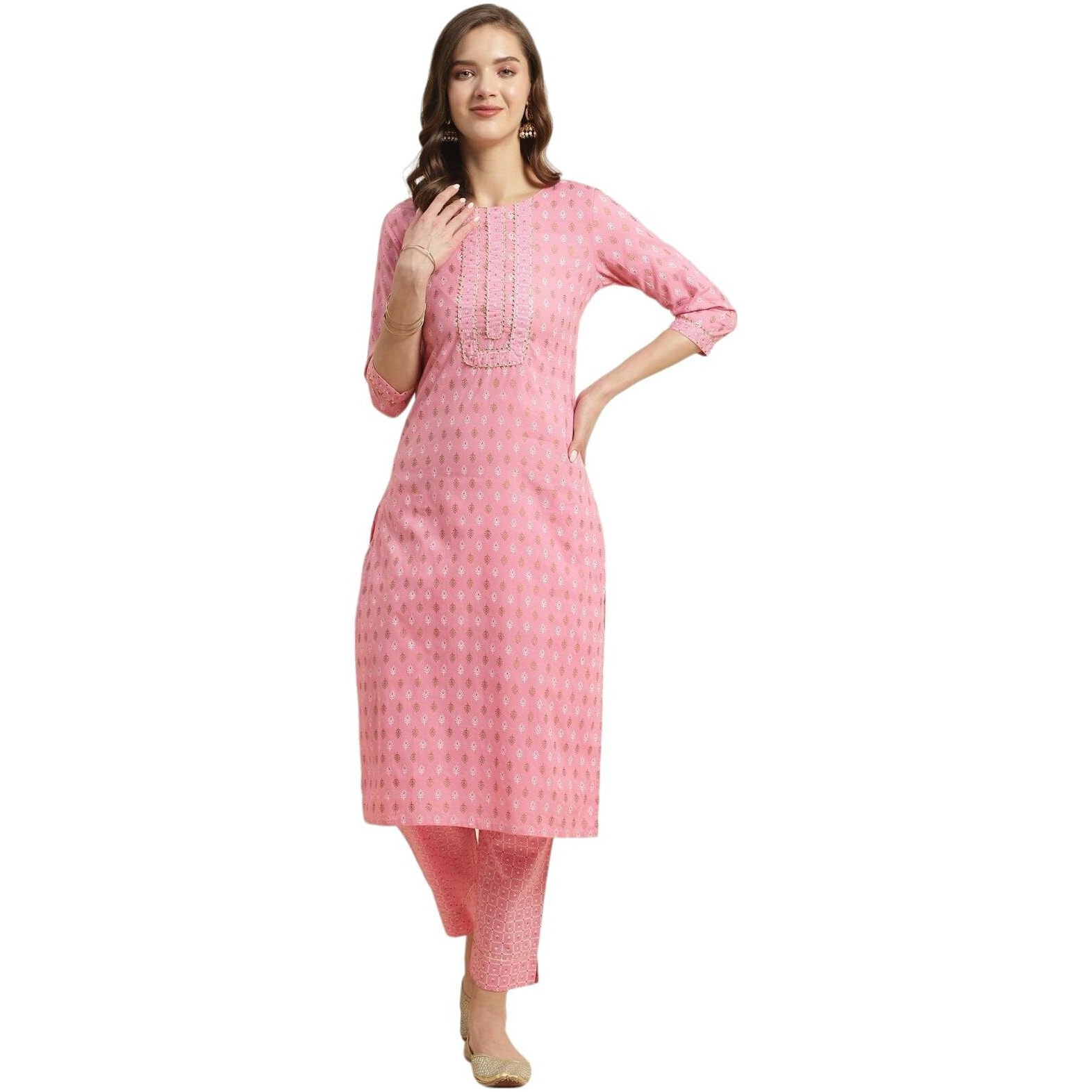 Rangita Pink Cotton Printed Straight Kurta With Pant | Kurta Set For Women_3Xl