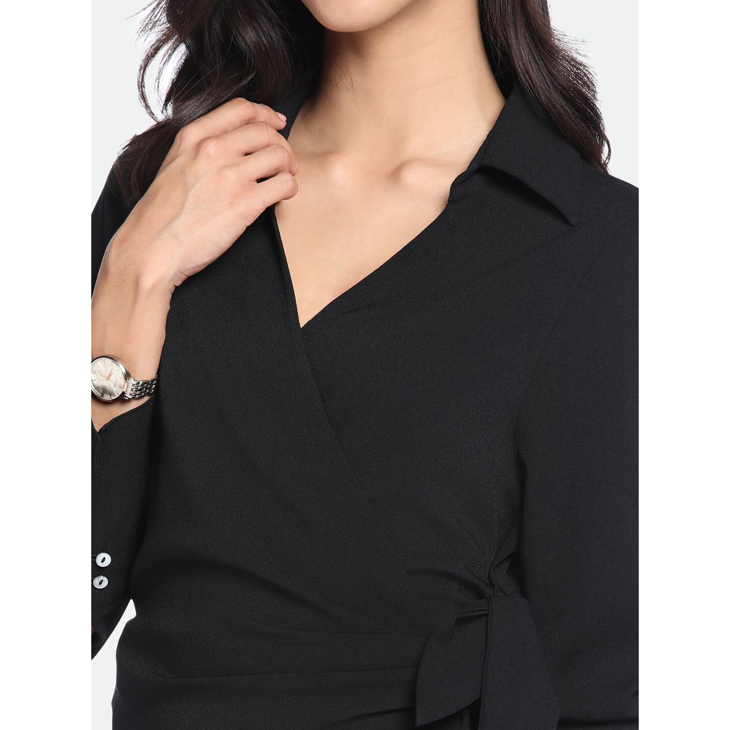 Dennis Lingo Dl Woman Polyester Blend Wrap Knee-Length Dress Black
