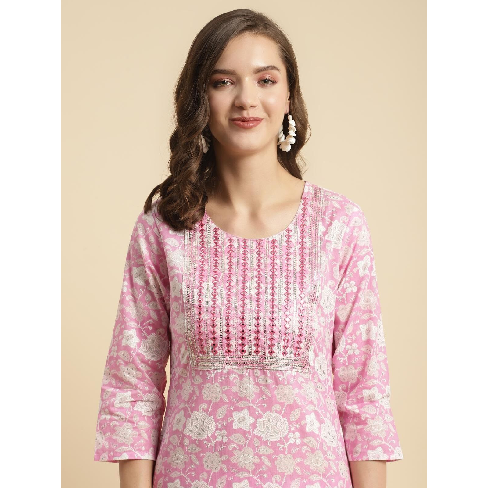 Rangita Pink Cotton Embroidered Straight Kurta With Pant And Dupatta | Kurta Set For Women_2Xl