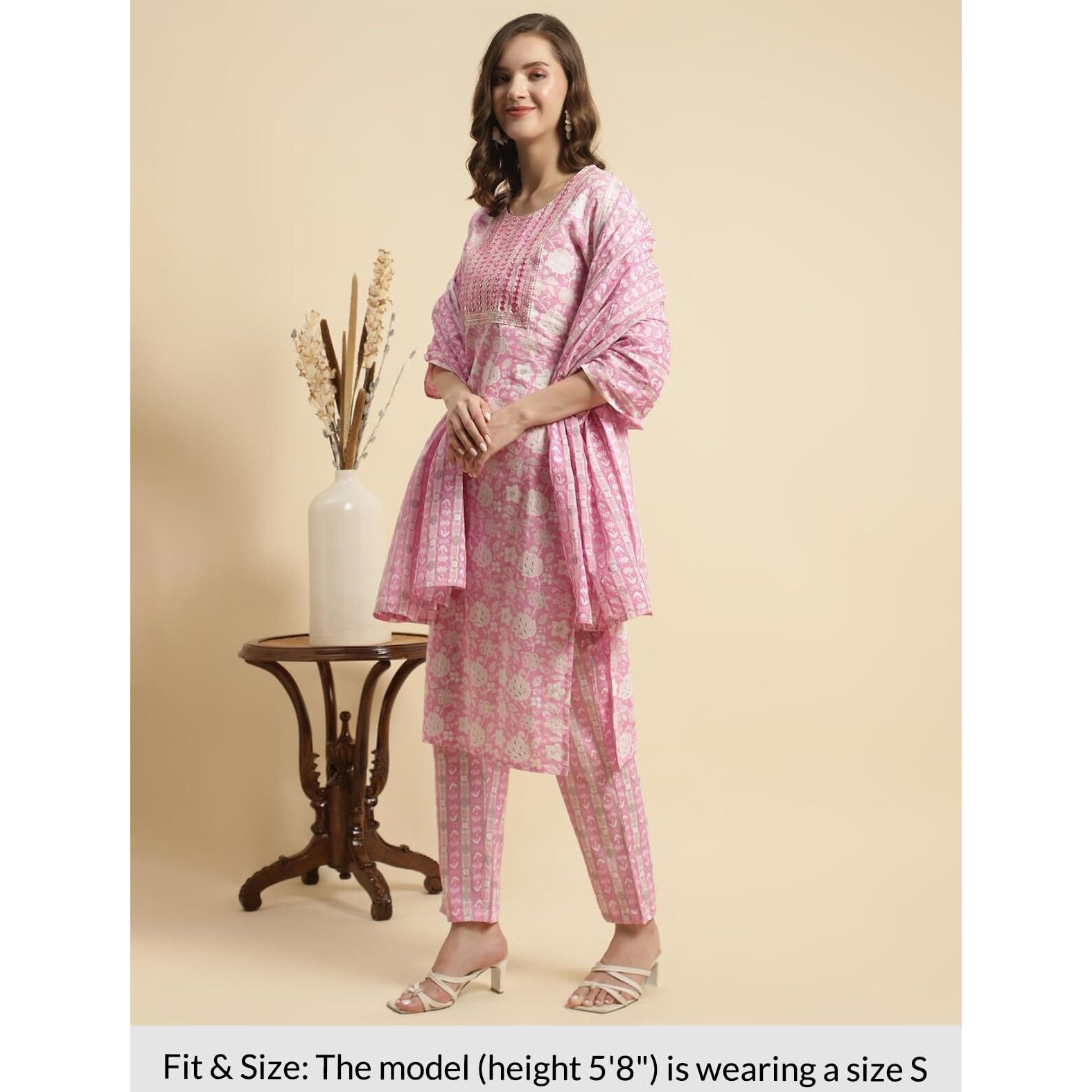 Rangita Pink Cotton Embroidered Straight Kurta With Pant And Dupatta | Kurta Set For Women_2Xl