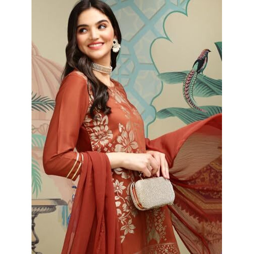 Ishin Women's Rust Kurta Sets