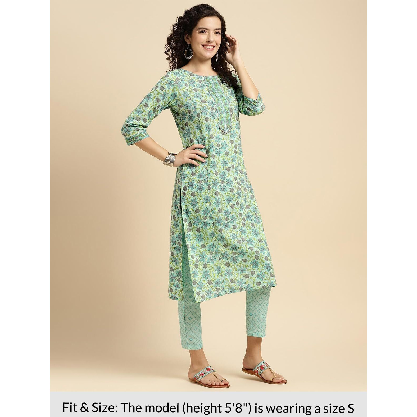 Rangita Green Cotton Printed Straight Kurta With Pant | Kurta Set For Women_Xl