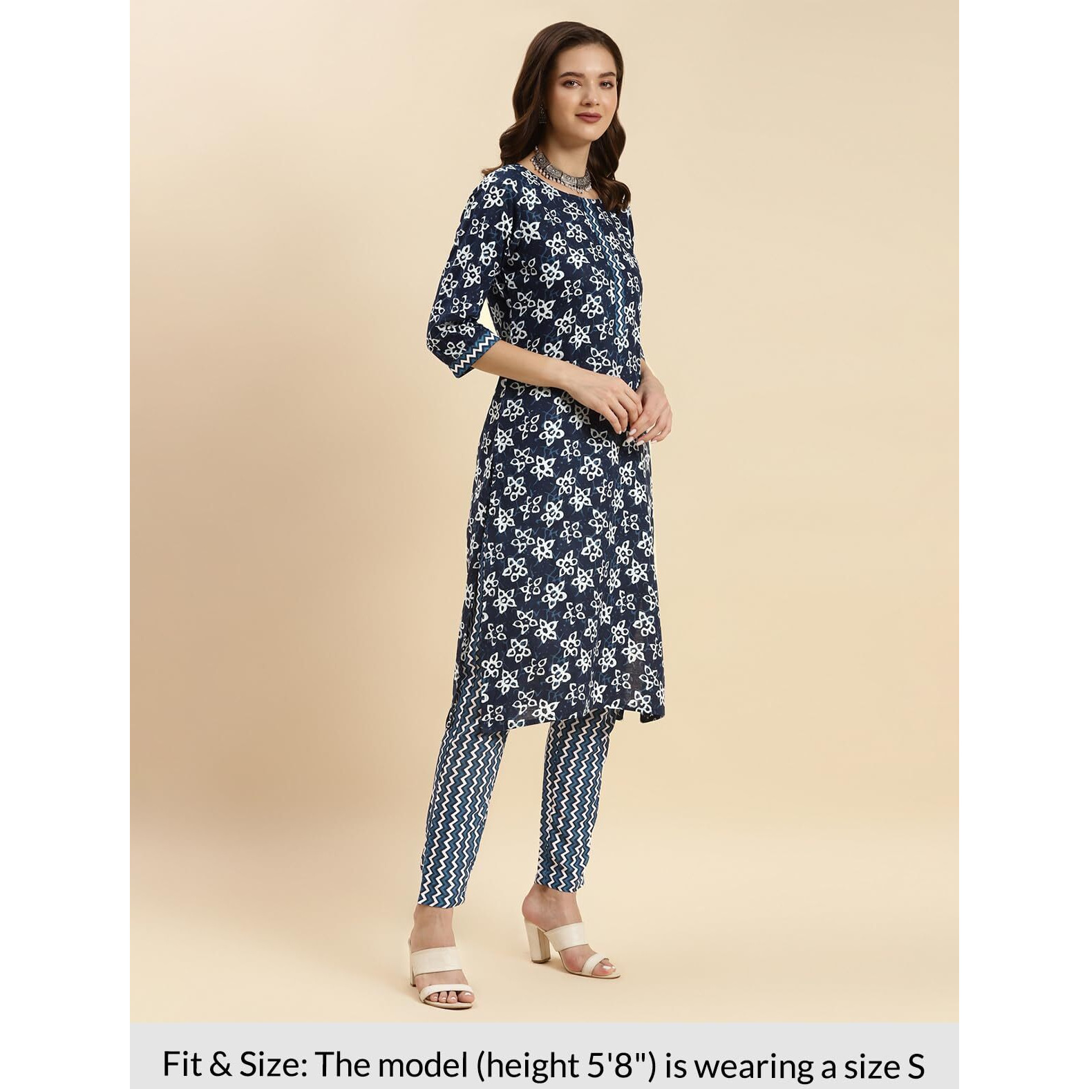 Rangita Navy Blue Cotton Printed Straight Kurta With Pant | Kurta Set For Women_3Xl