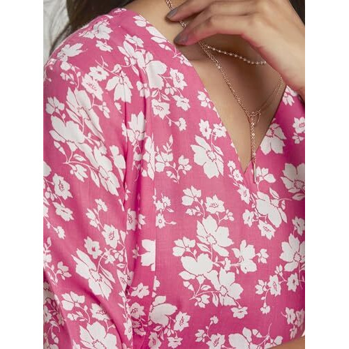 Ishin Women Pink Floral Printed Kurta With Trousers| Cotton Kurta Set| Kurta Set For Women