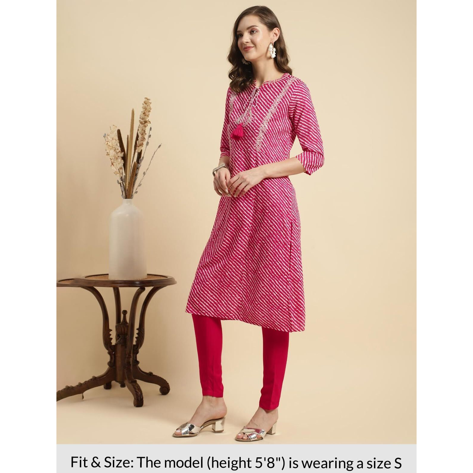 Rangita Pink Rayon Printed Straight Kurta With Pant | Kurta Set For Women_M