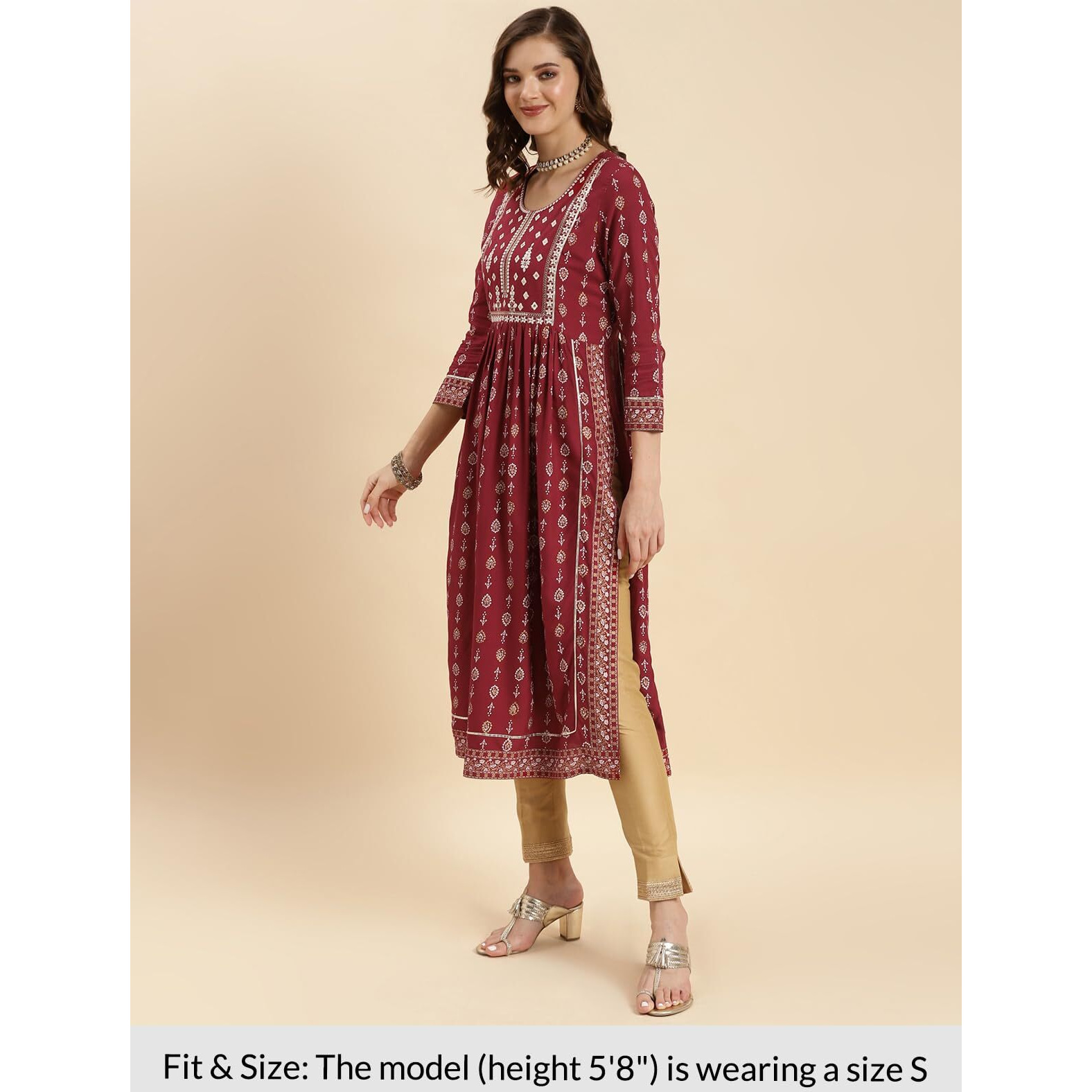 Rangita Maroon Rayon Calf Length Embroidered Nayra Kurti For Women | Kurta For Women_M