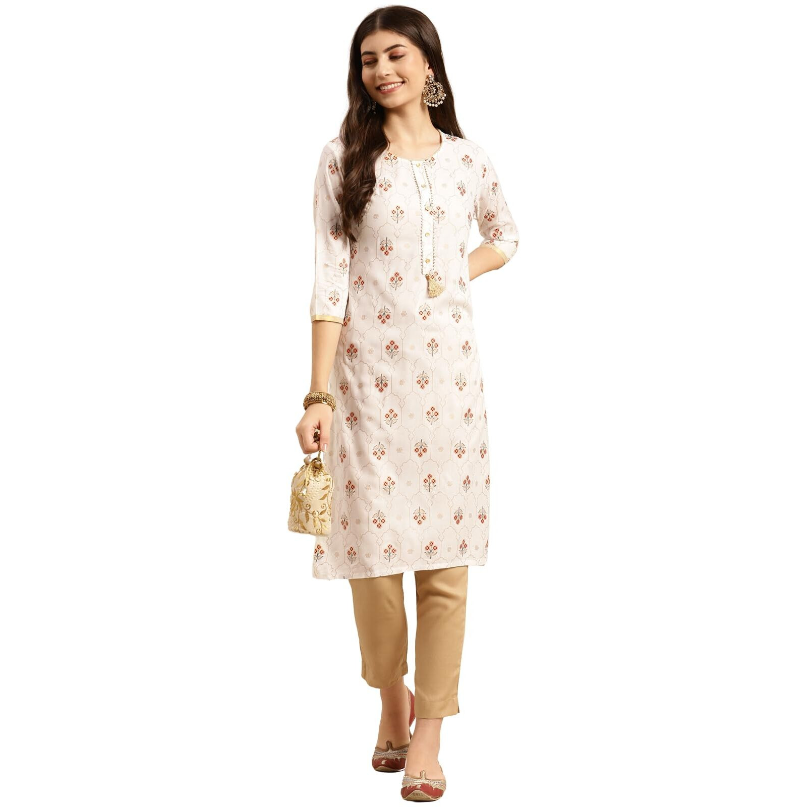 Rangita White Rayon Printed Straight Kurta With Pant | Kurta Set For Women_Xs