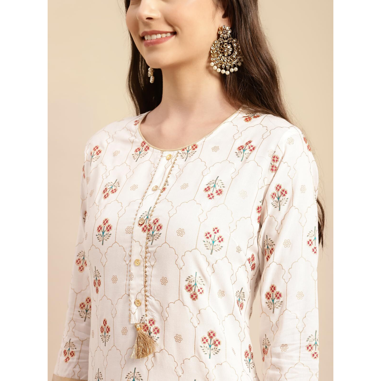 Rangita White Rayon Printed Straight Kurta With Pant | Kurta Set For Women_Xs