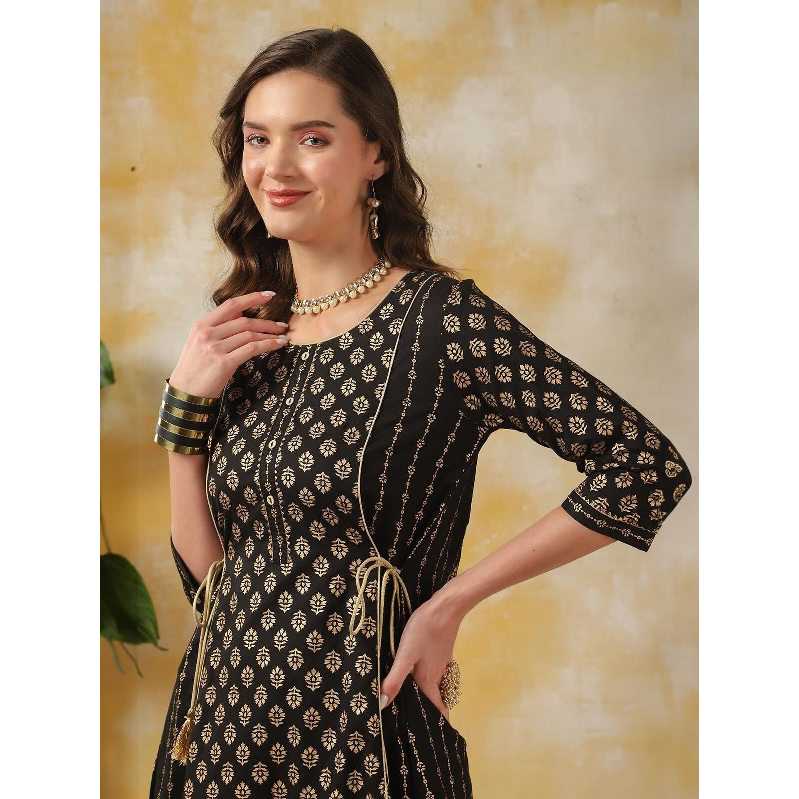 Rangita Black Rayon Calf Length Printed A-Line Kurti For Women | Kurta For Women_2Xl