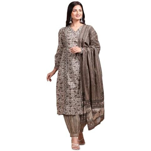 Ishin Kalamkari Printed Kurta With Trouser & Dupatta | Kurta Set For Women | Kurta With Trousers And Dupatta