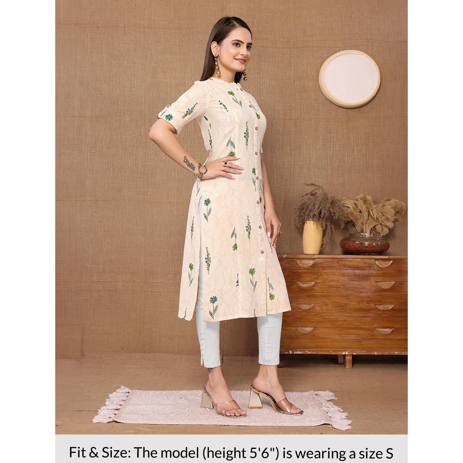 Rangita Green Cotton Flex Calf Length Printed A-Line Kurti For Women | Kurta For Women_2Xl