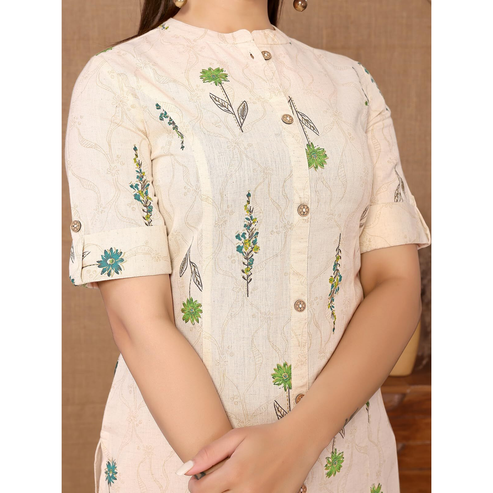 Rangita Green Cotton Flex Calf Length Printed A-Line Kurti For Women | Kurta For Women_3Xl