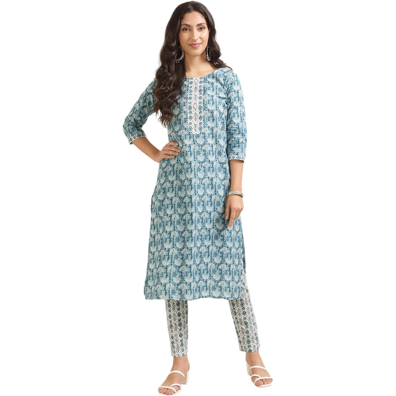 Rangita Women's Cotton Suit Set (679589808111_Light Blue_3Xl)