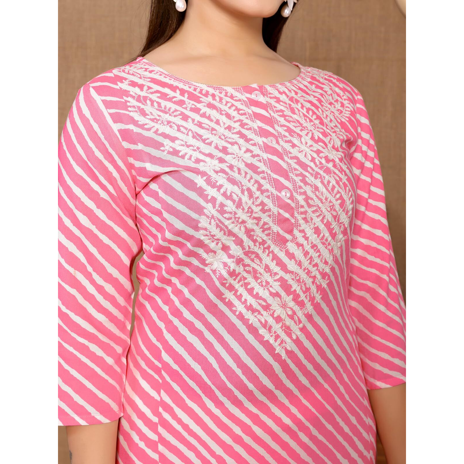 Rangita Pink Rayon Embroidered A-Line Kurta With Pant | Kurta Set For Women_L