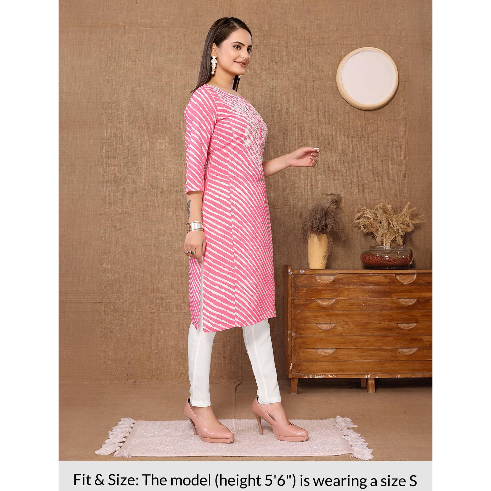 Rangita Pink Rayon Embroidered A-Line Kurta With Pant | Kurta Set For Women_L