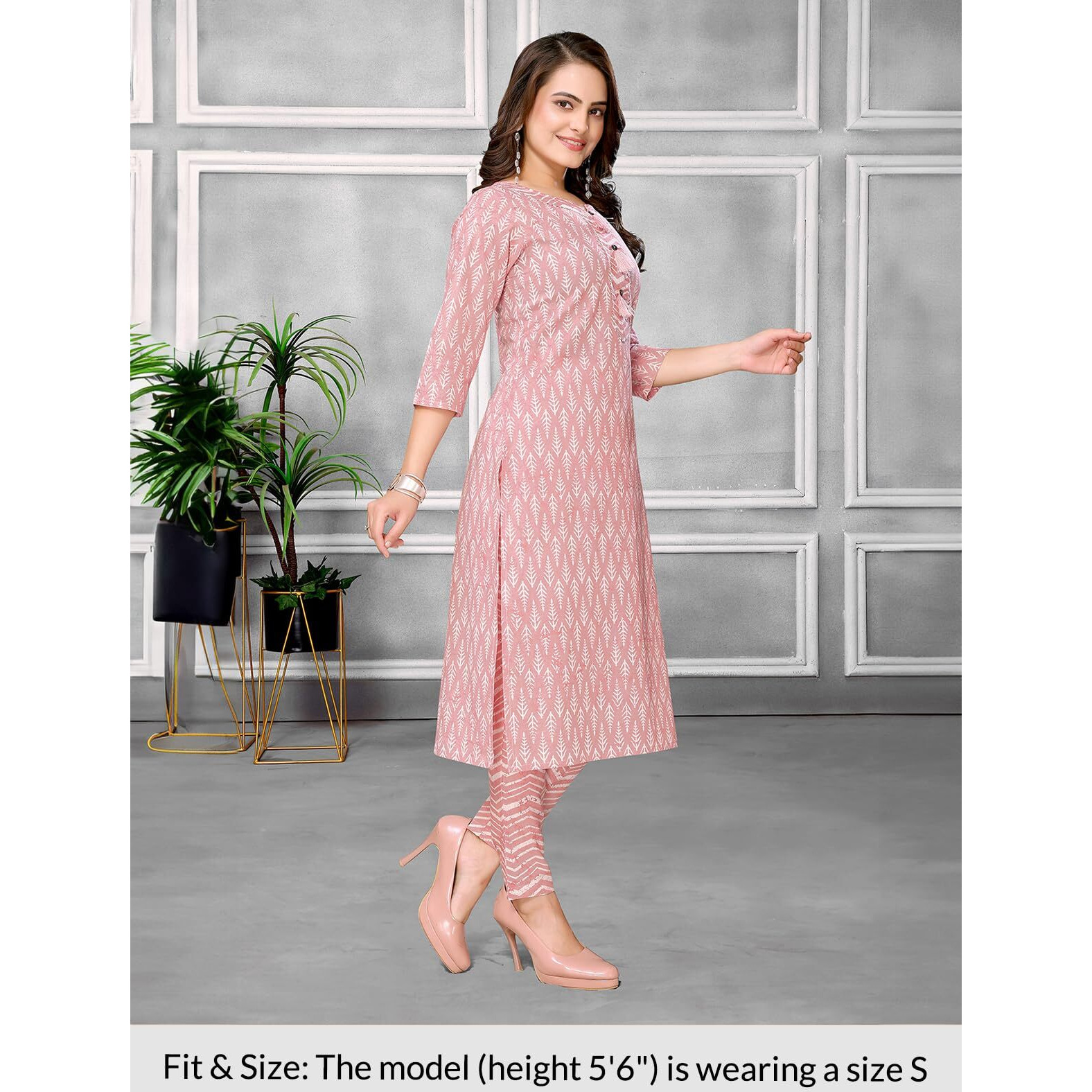 Rangita Peach Cotton Printed Straight Kurta With Pant | Kurta Set For Women_Xl