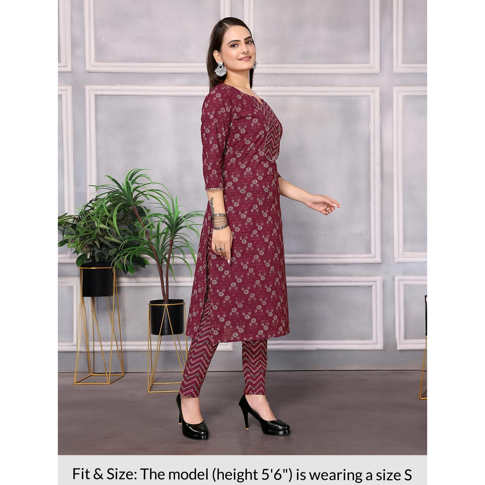 Rangita Maroon Cotton Printed Straight Kurta With Pant | Kurta Set For Women_3Xl