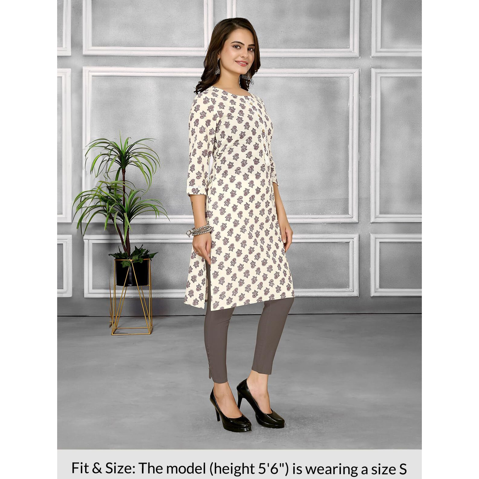 Rangita Off White Cotton Knee Length Printed Straight Kurti For Women | Kurta For Women_3Xl