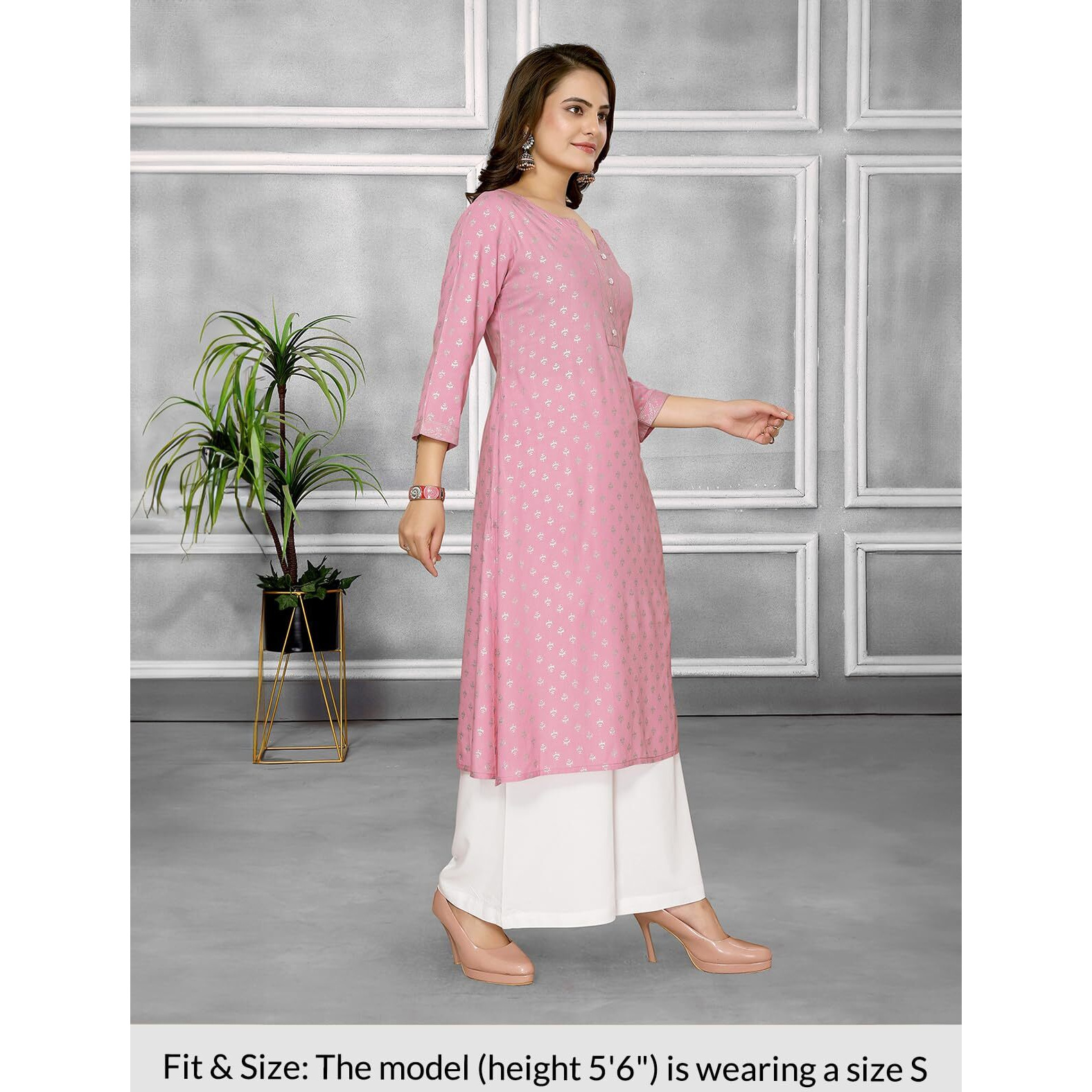 Rangita Women's Regular Fit Kurta (674757241495_Pink M)