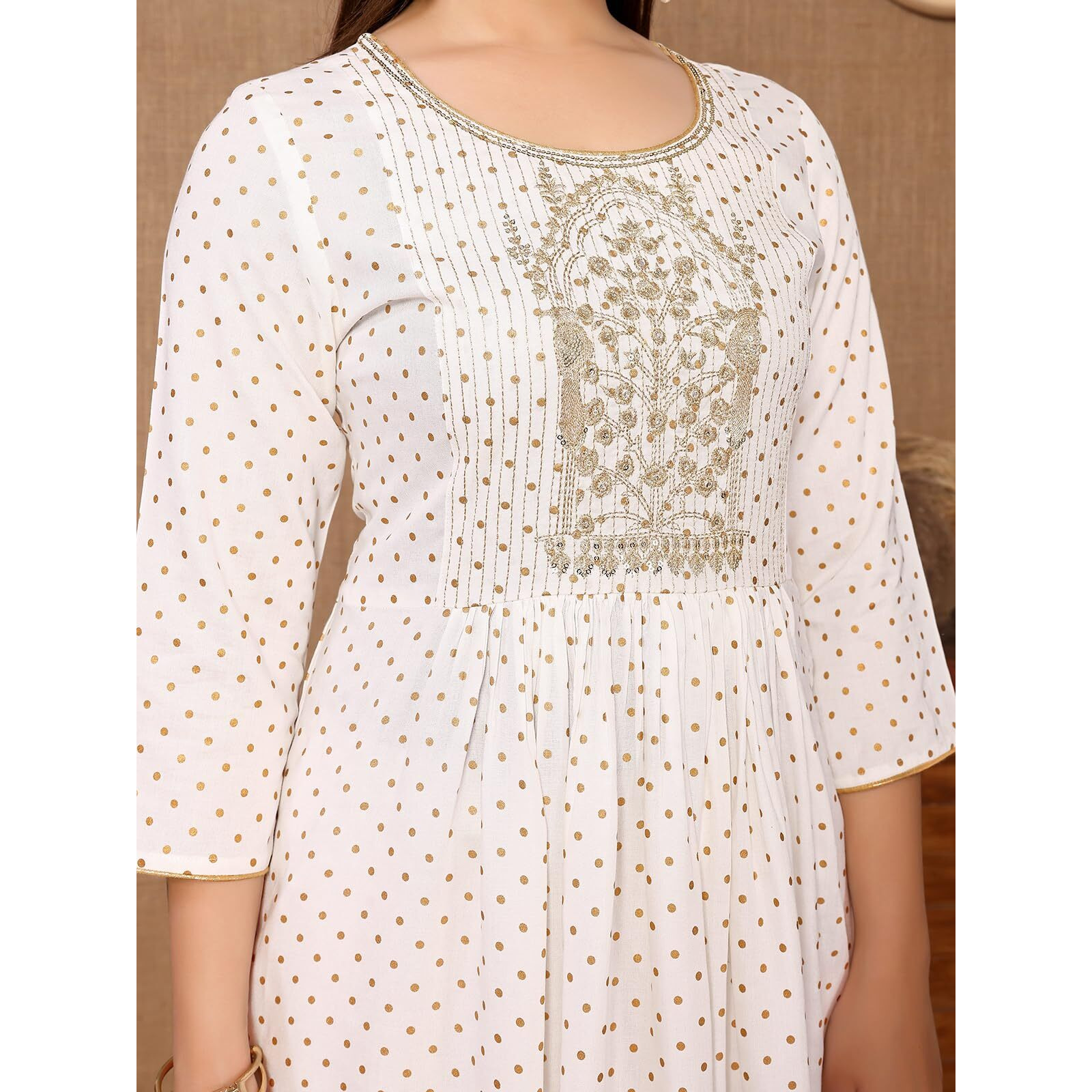 Rangita Off White Rayon Calf Length Embroidered Anarkali Kurti For Women | Kurta For Women_M