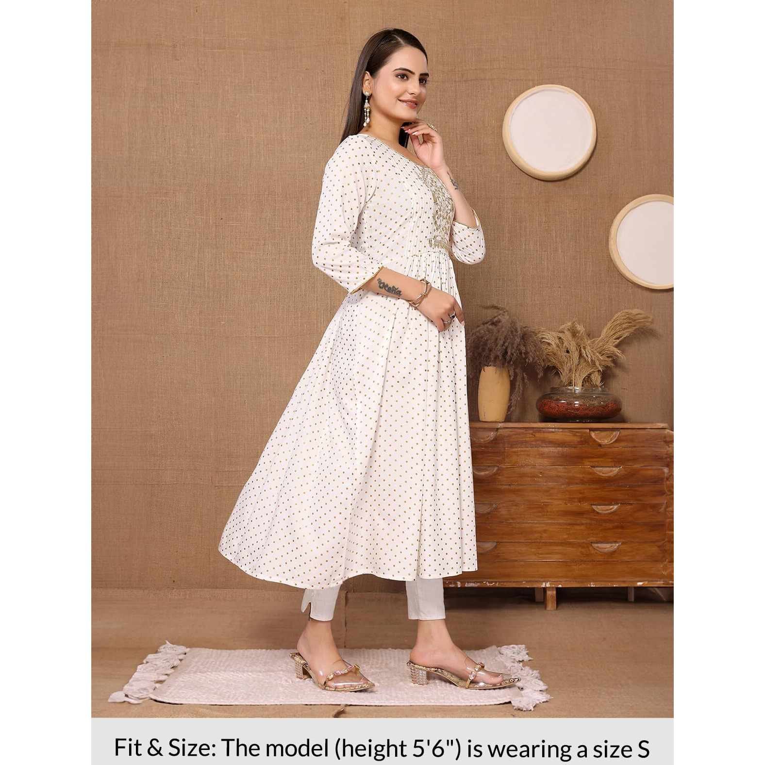 Rangita Off White Rayon Calf Length Embroidered Anarkali Kurti For Women | Kurta For Women_M